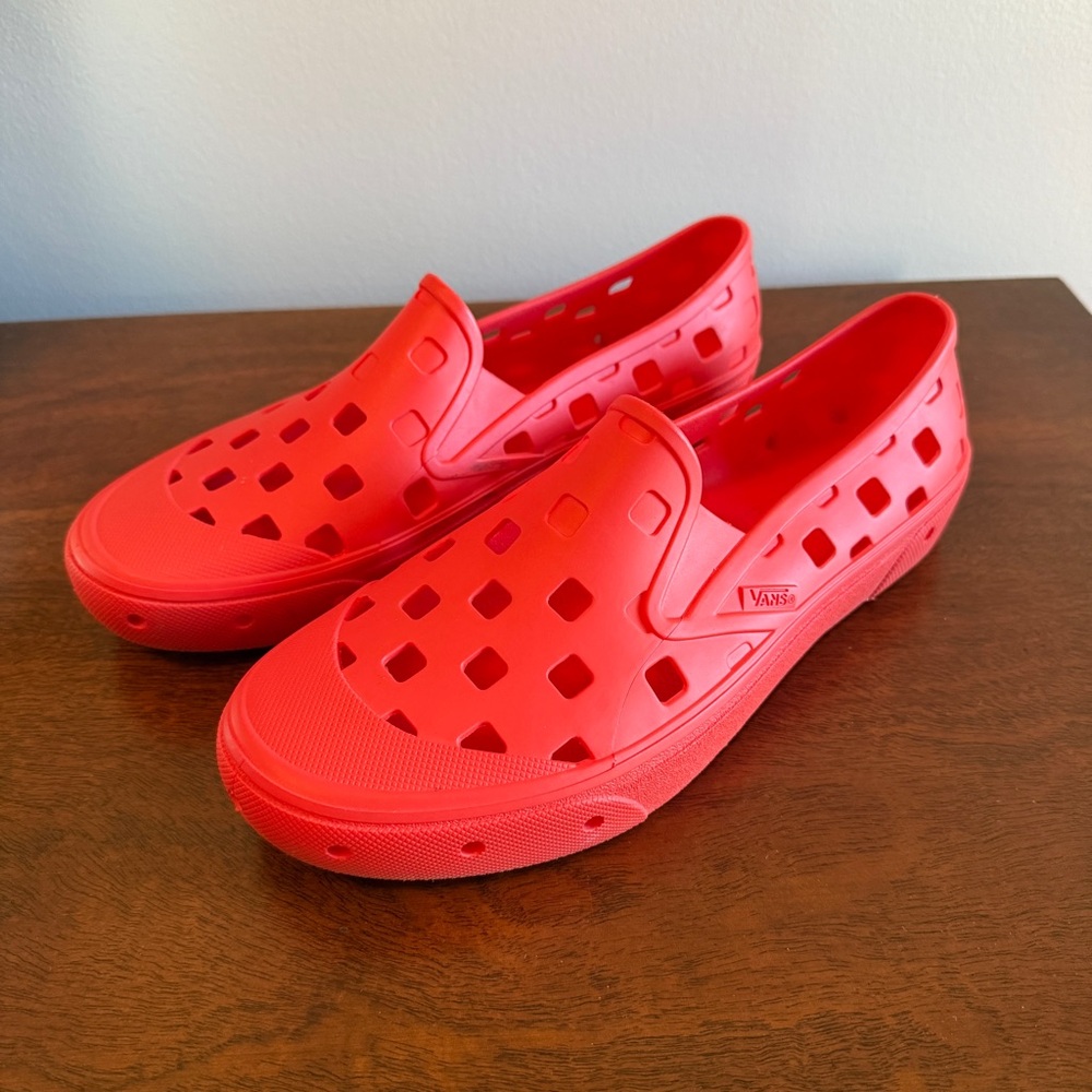 Vans Men’s Slip-On Perforated Boat Shoes in Red